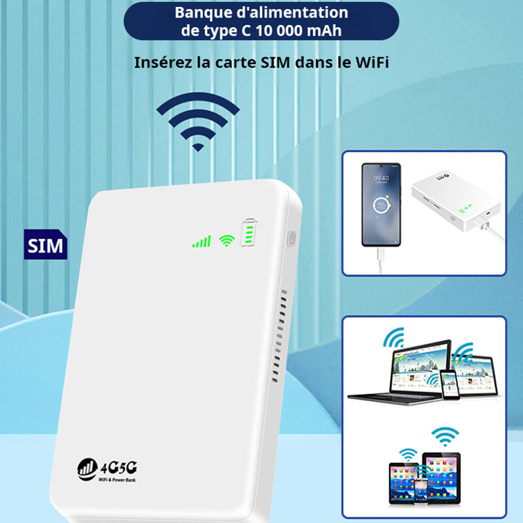 Banque d'alimentation wifi 2 en 1