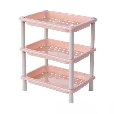 Multifunktionales dreischichtiges Kombinationsregal, freistehendes Kunststoff-Aufbewahrungsregal
