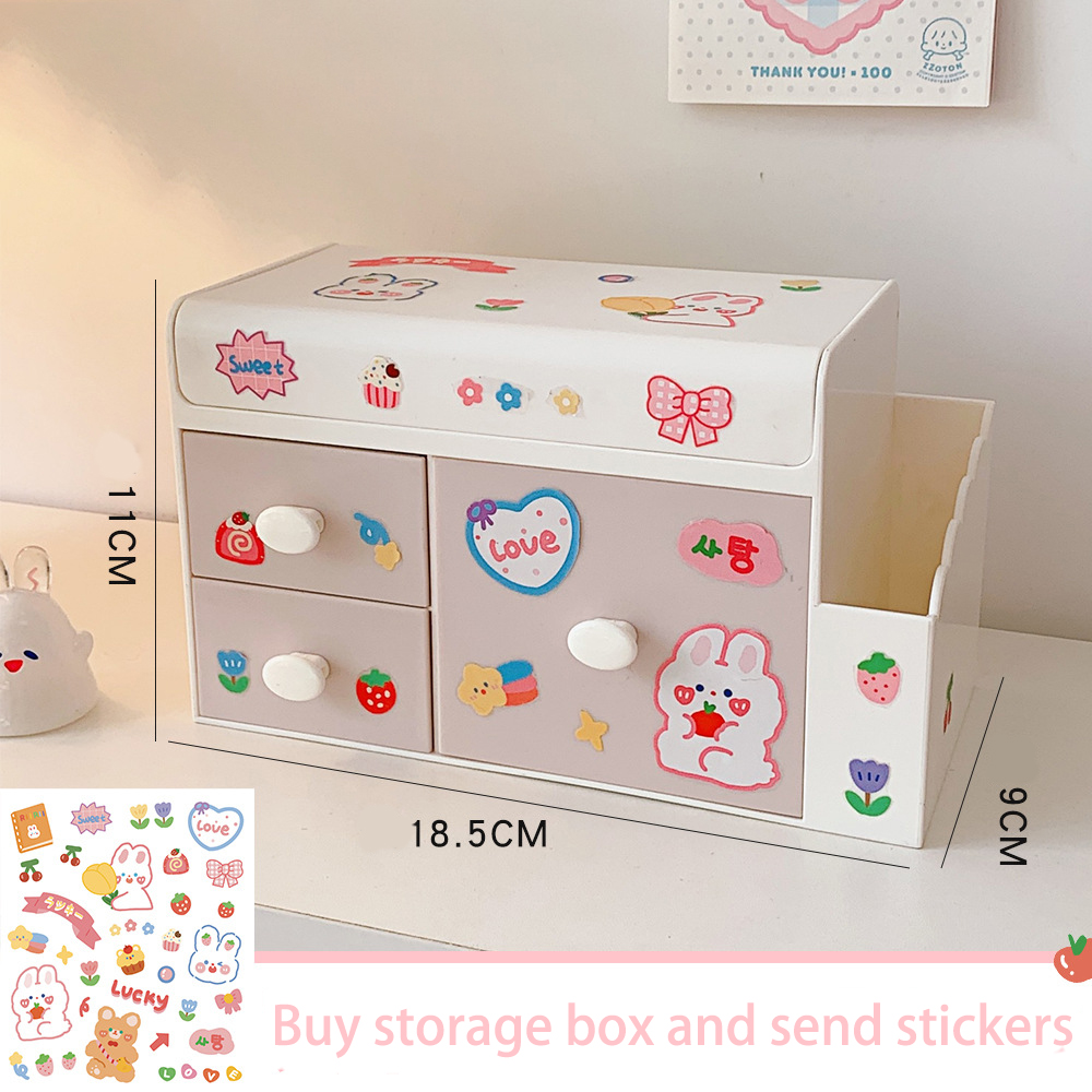 Creative Cute Desktop Storage Box Plastic Drawer Office Home Cosmetic Box Student Finishing Storage Box