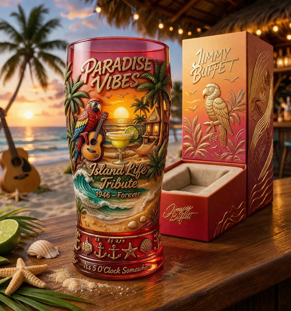 Tropical 3D Relief Pint Glass