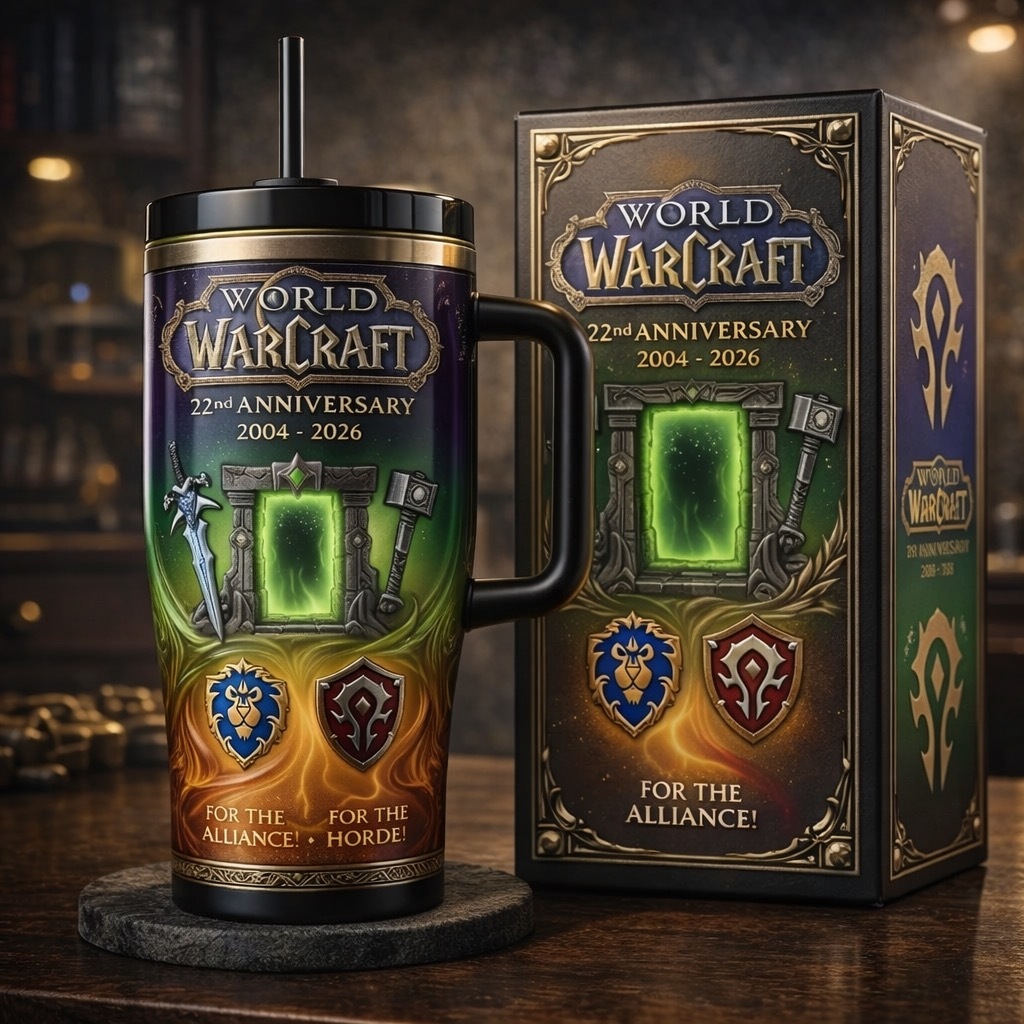 World of Warcraft 22nd Anniversary Embossed Straw Insulated Tumbler