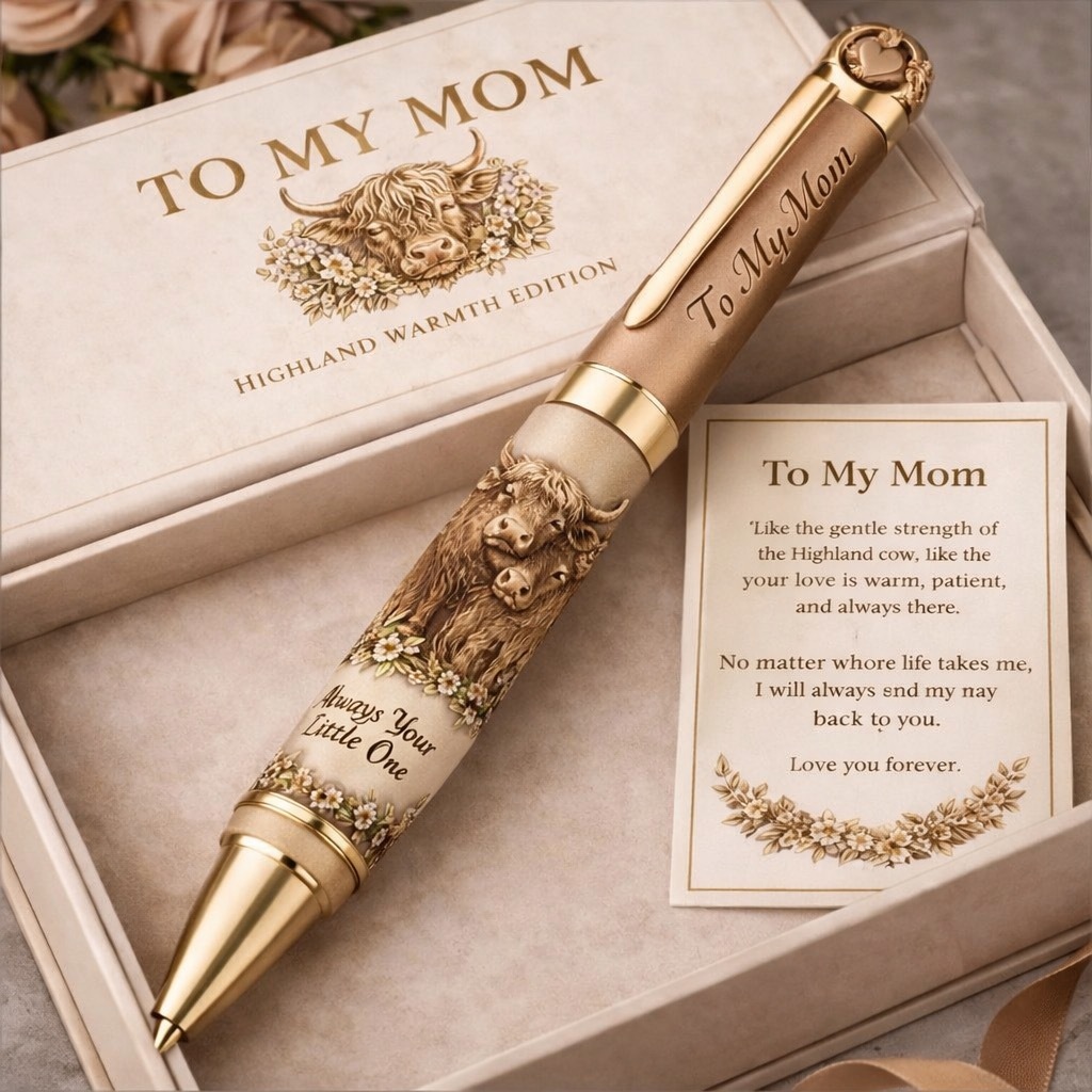💖To My Mom – Highland Cow Embossed Pen Gift Set