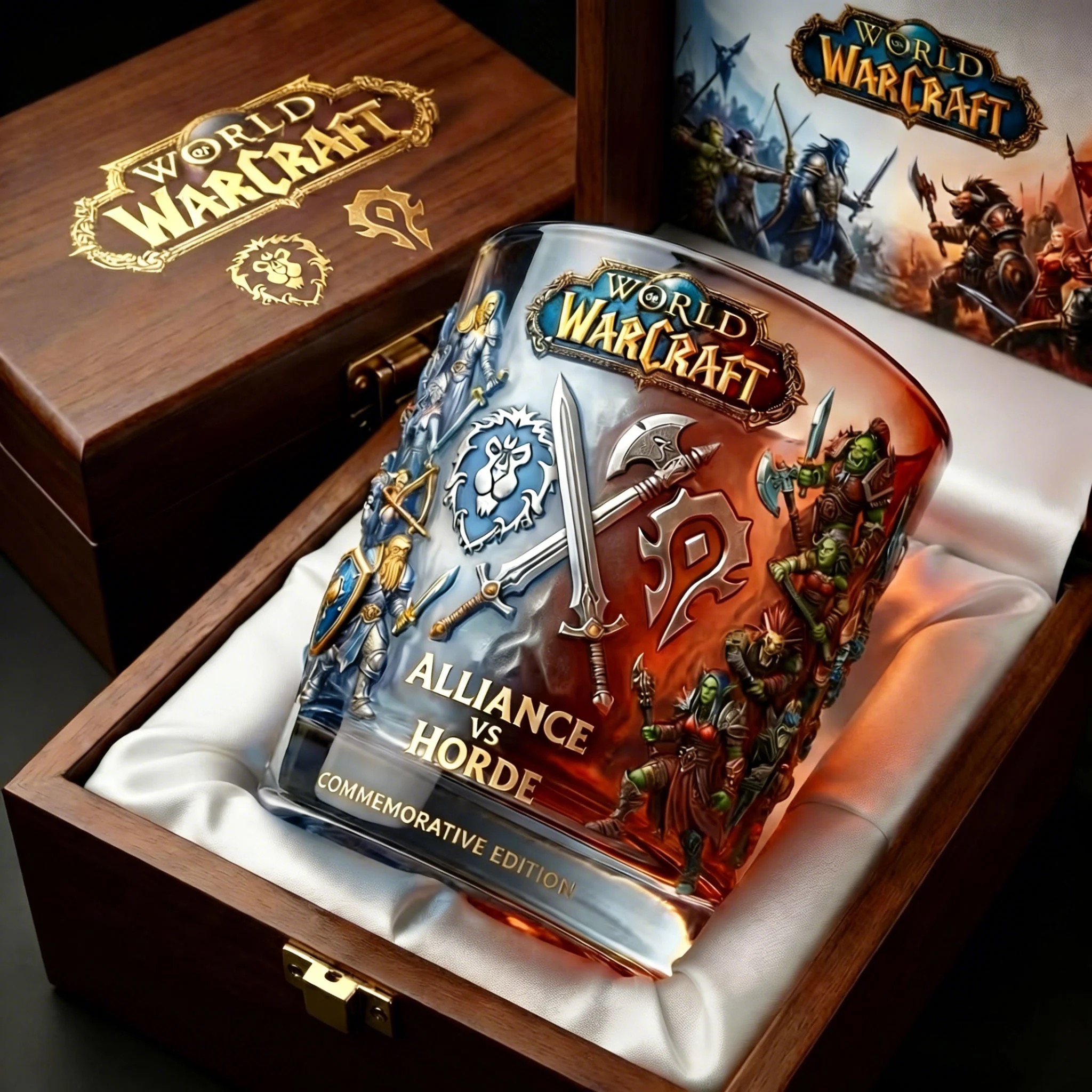 WoW Alliance Vs Horde Whiskey Glass