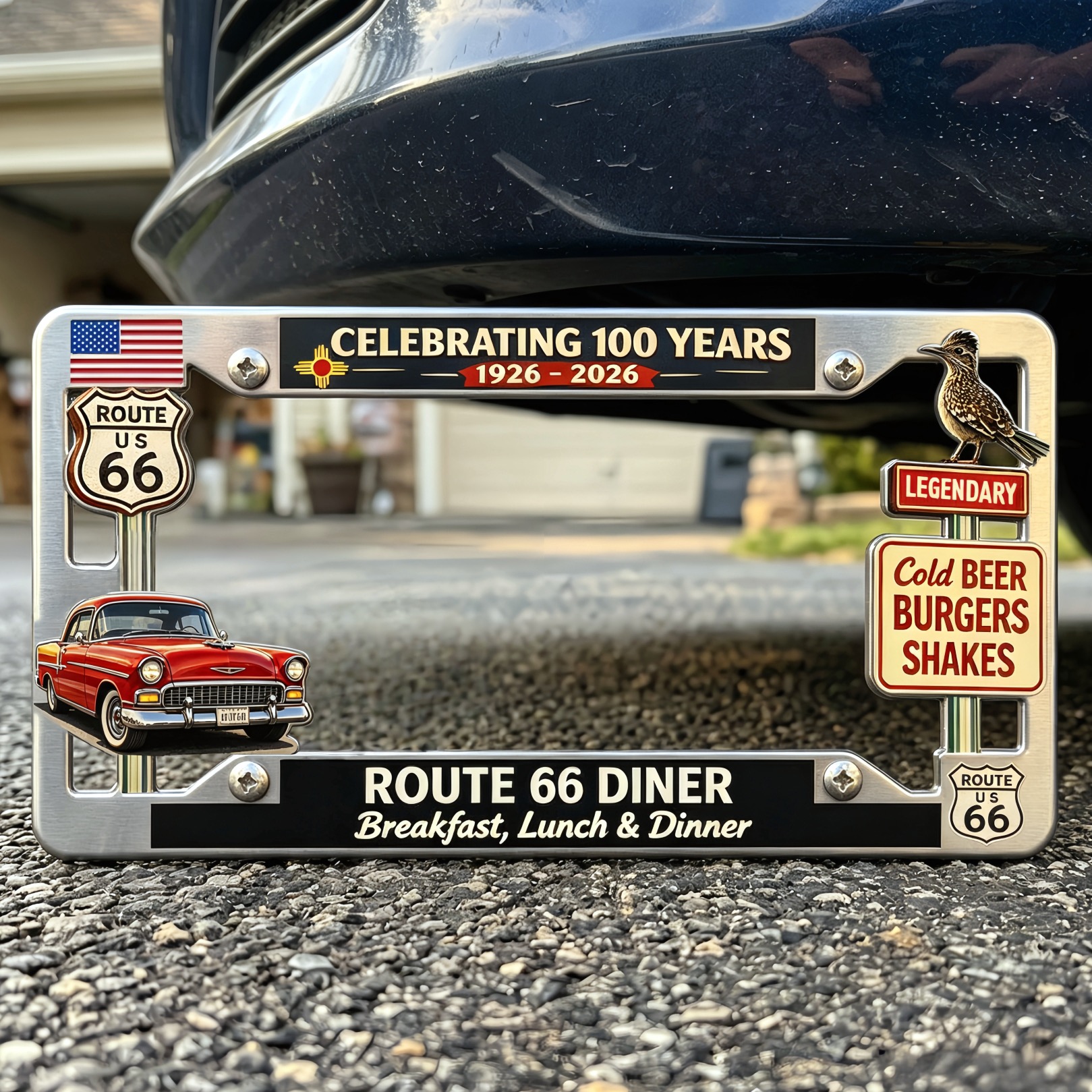 🔥FLASH SALE: 60% OFF!🎁U.S. Route 66 Centennial License Plate Frame(For Front or Rear Use)
