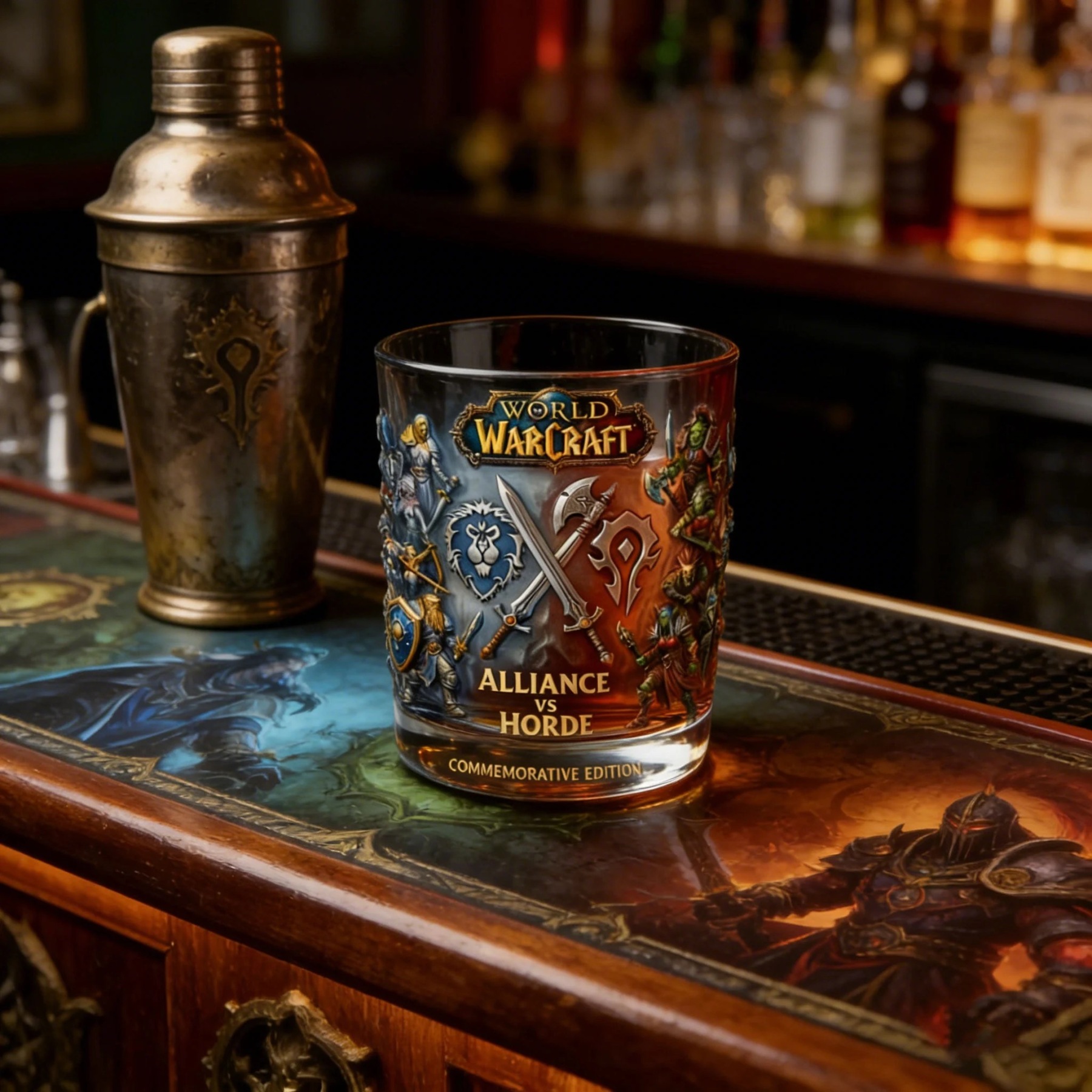WoW Alliance Vs Horde Whiskey Glass