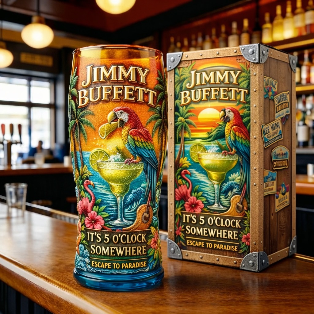 Tropical 3D Relief Pint Glass