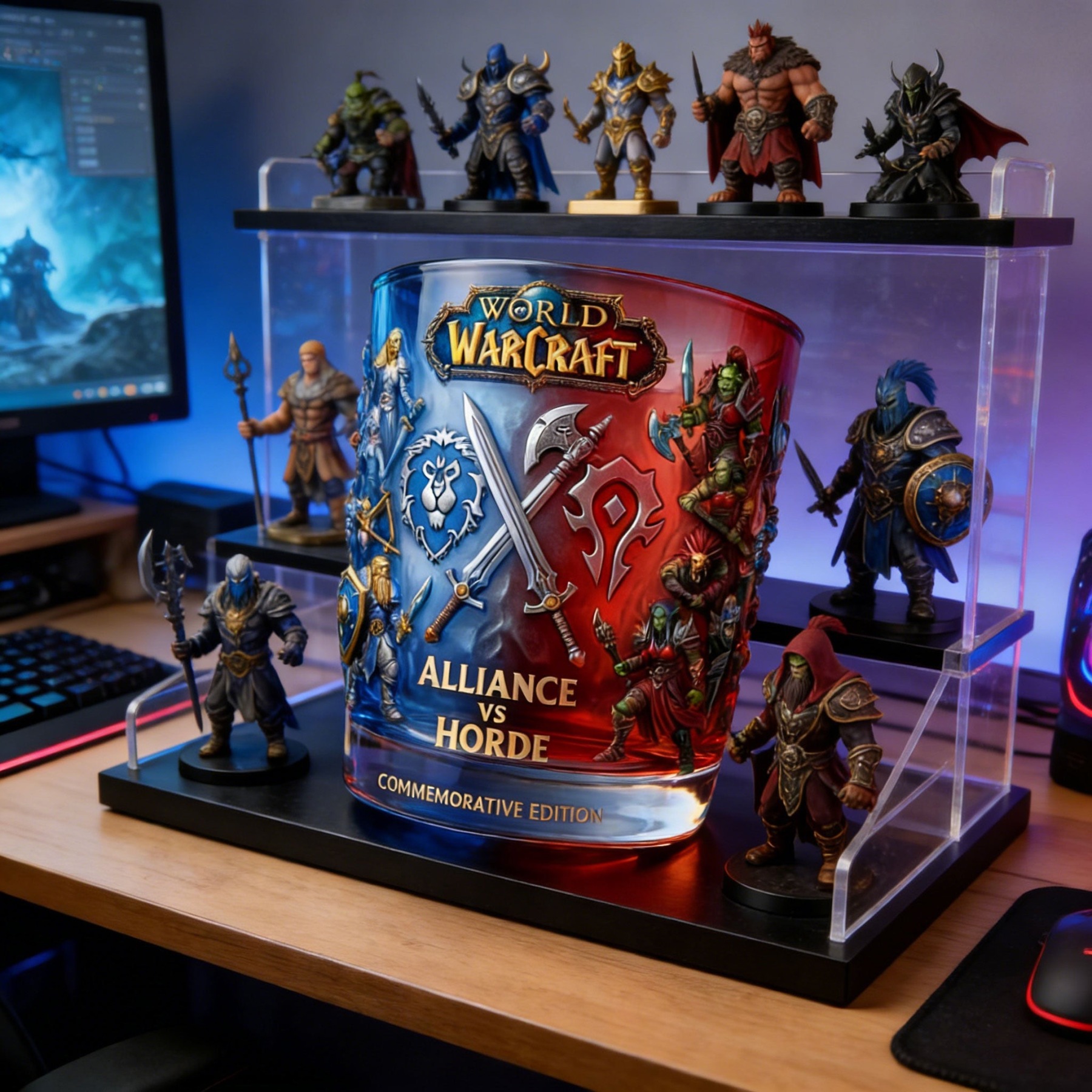 WoW Alliance Vs Horde Whiskey Glass