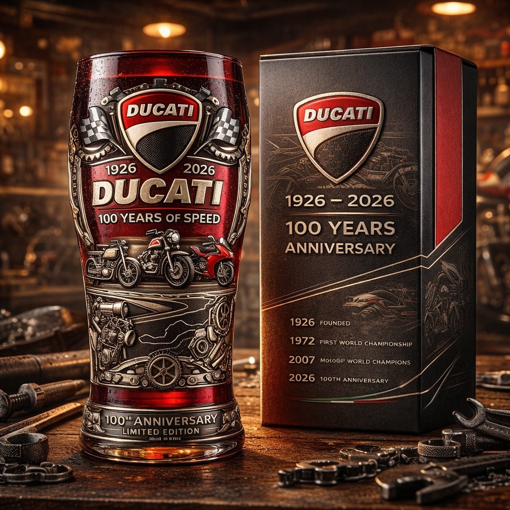 Ducati 1926–2026 100th Anniversary 3D Relief Pint Glass