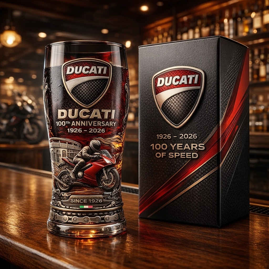 Ducati 1926–2026 100th Anniversary 3D Relief Pint Glass