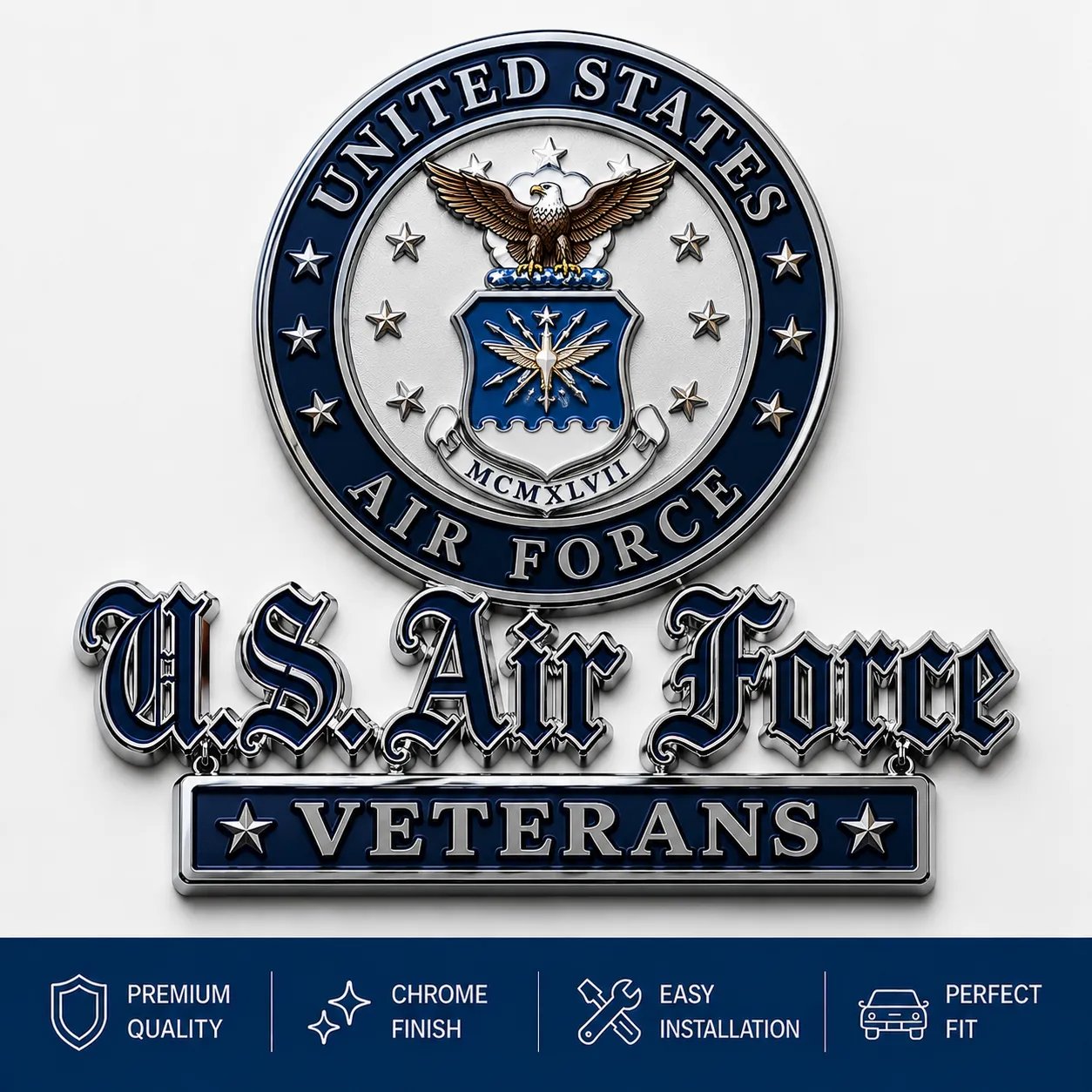 🛡️ U.S. Veterans Premium Auto Emblem – Honor Your Service
