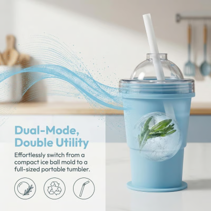 🔥Recent Offer: 41%Off🔥-2-in-1 Foldable Silicone Ice Ball Maker Cup