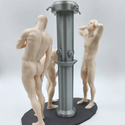 Three Athletes in Bradley Pole – Communal Shower Sculpture