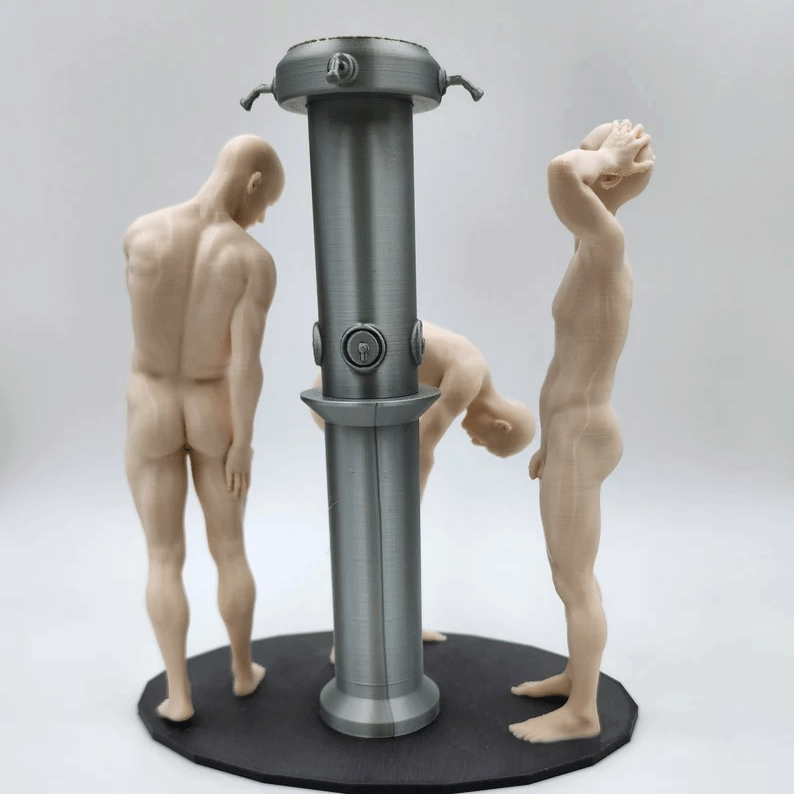 Three Athletes in Bradley Pole – Communal Shower Sculpture