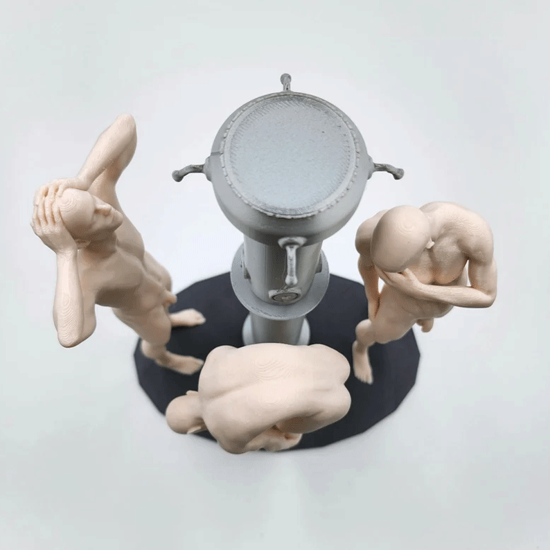 Three Athletes in Bradley Pole – Communal Shower Sculpture