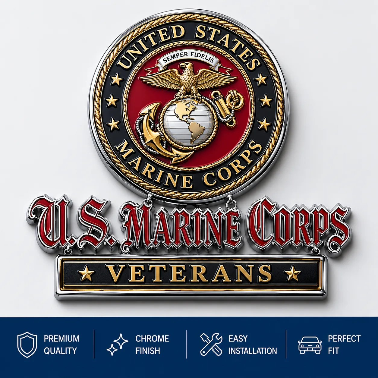 🛡️ U.S. Veterans Premium Auto Emblem – Honor Your Service