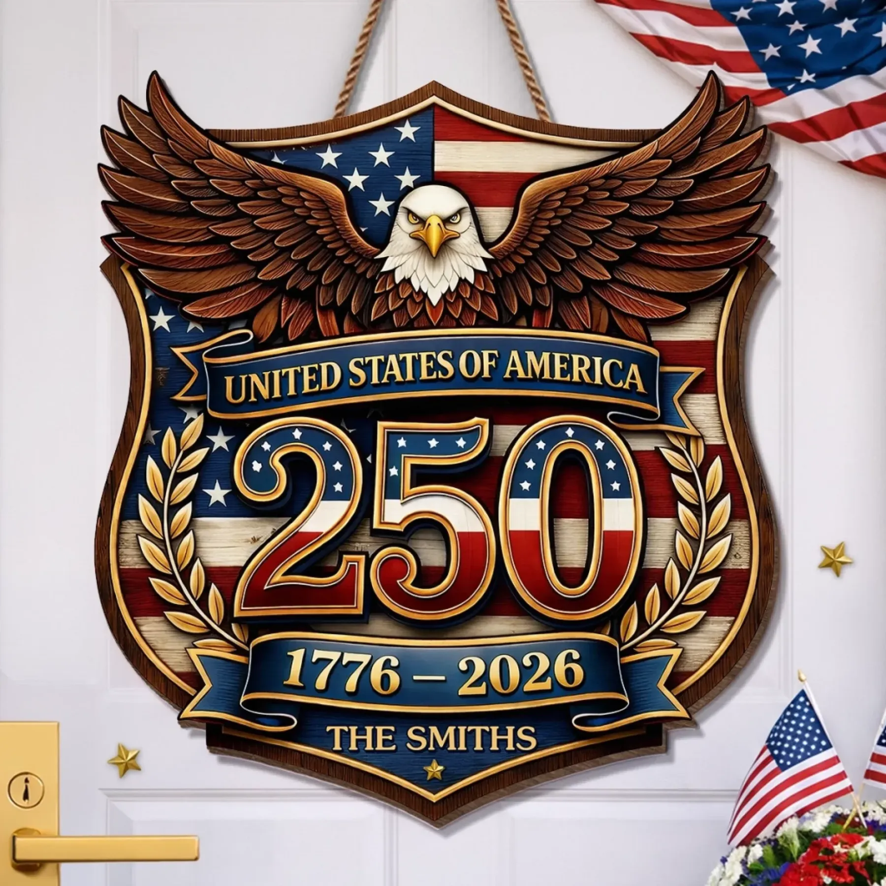 Custom Wood Sign - Personalized America 250th Anniversary Gifts