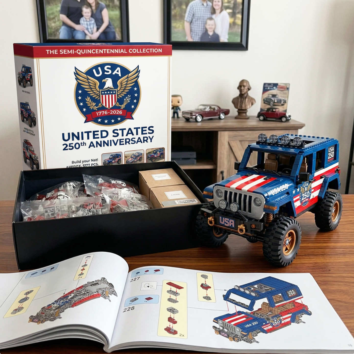 USA 250th Anniversary Semi-Quincentennial Limited Edition Off-Road Jeep Building Block Set
