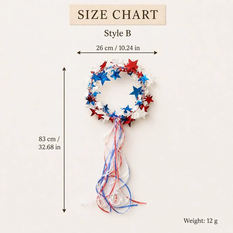Sparkling Americana Star Crown with Flowing Ribbons ✨ | Patriotic Hair Accessory