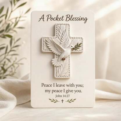 🙏🕊️ Handmade Bird Pocket Cross - Genuine Leather Portable Blessing, Includes Scripture Card 💕