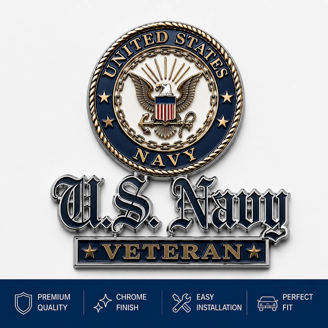 🛡️ U.S. Veterans Premium Auto Emblem – Honor Your Service