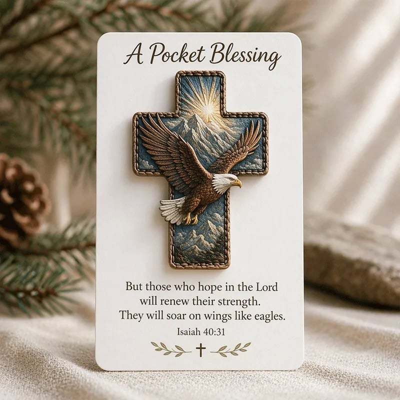 🙏🕊️ Handmade Bird Pocket Cross - Genuine Leather Portable Blessing, Includes Scripture Card 💕