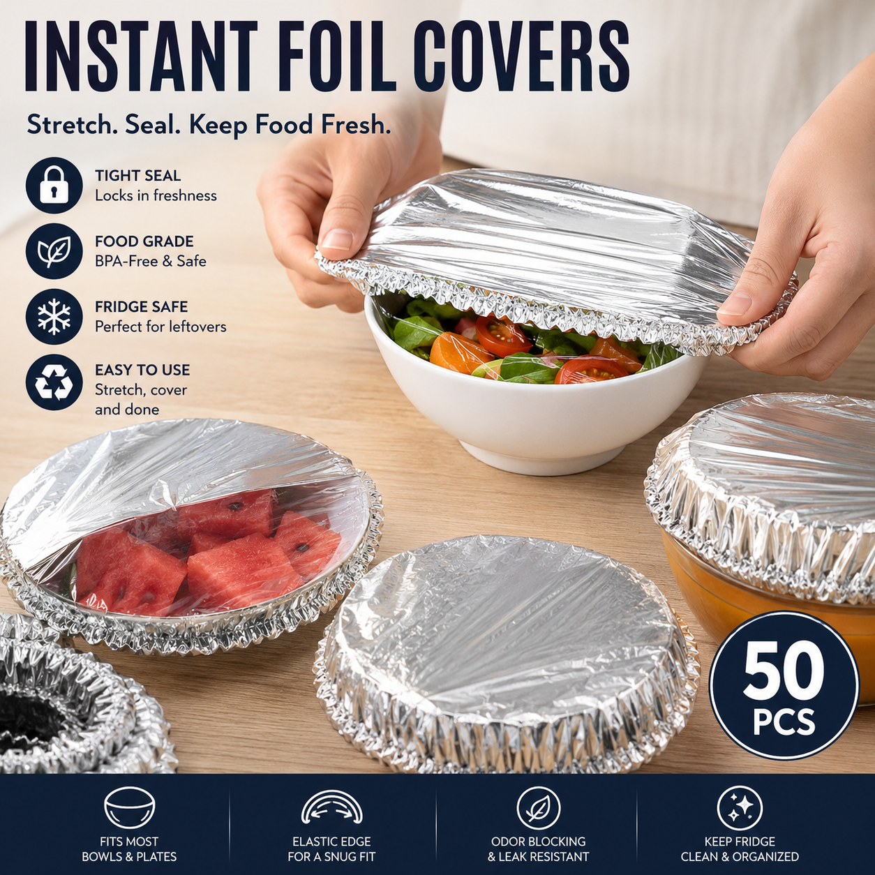 🔥SealFresh™ Instant Foil Covers🍽️ — No More Messy Plastic Wrap. Seal Any Bowl In Seconds.