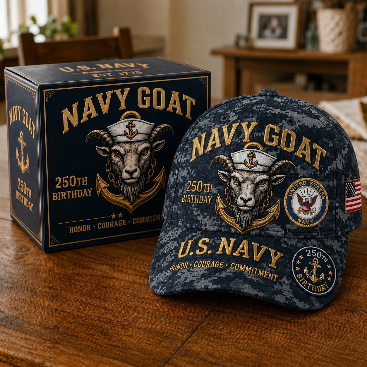 🔥 Father’s Day Sale - ❤️ Handmade Embroidered Devil Dog USMC 250th Birthday Commemorative Cap 🇺🇸