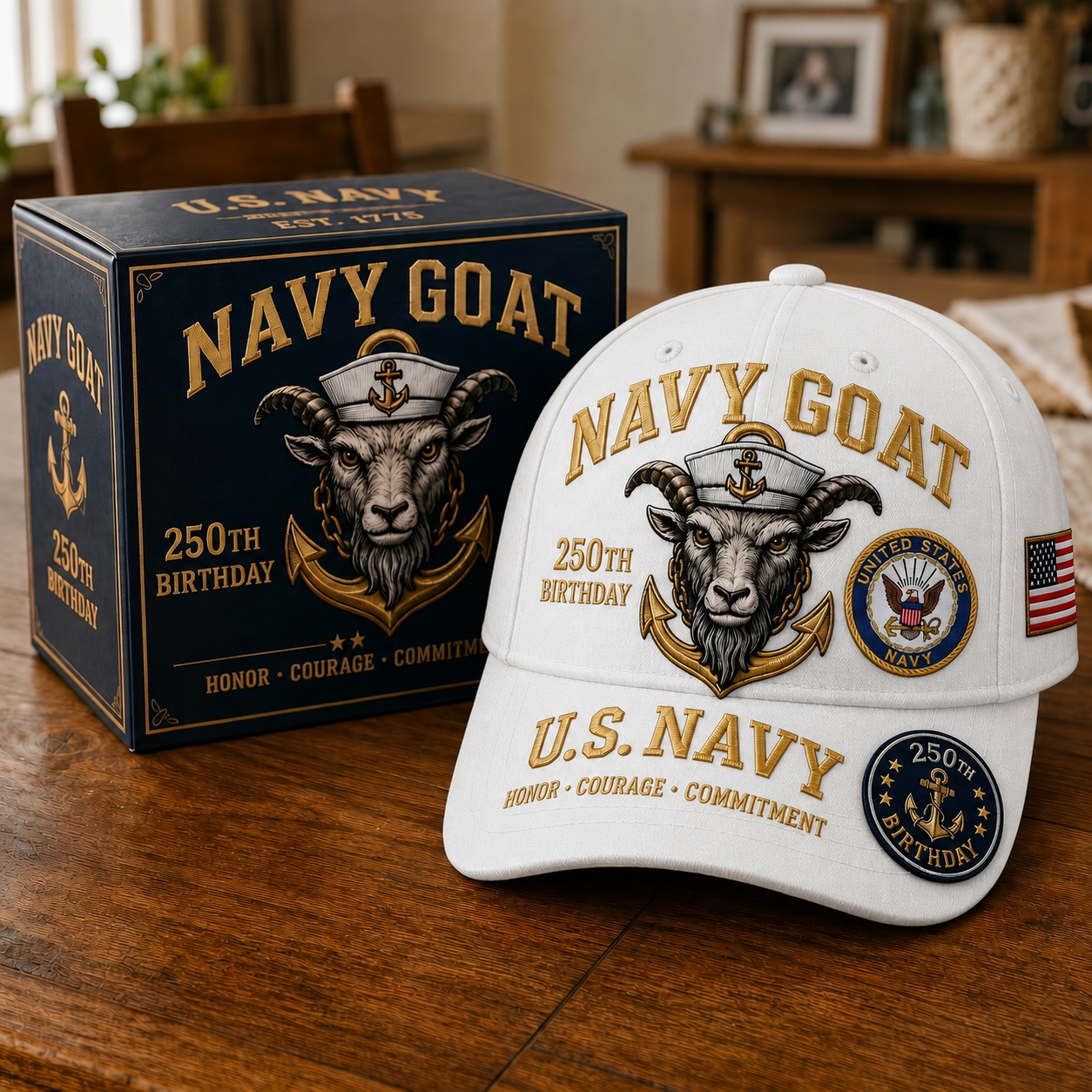 🔥 Father’s Day Sale - ❤️ Handmade Embroidered Devil Dog USMC 250th Birthday Commemorative Cap 🇺🇸