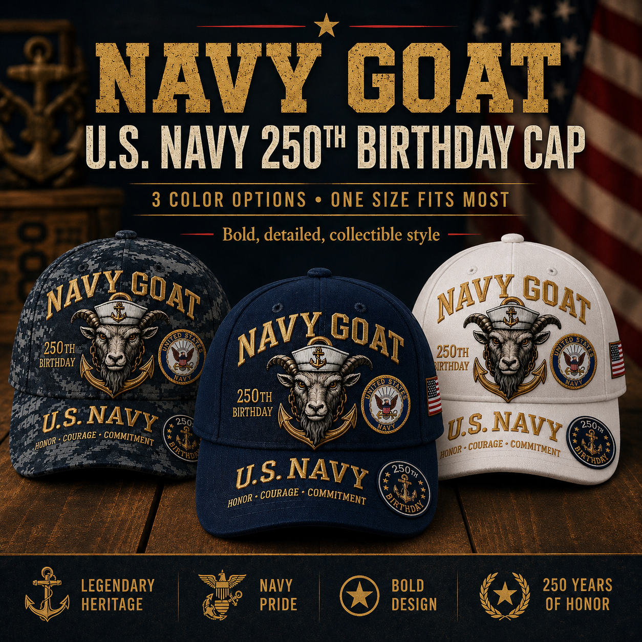 🔥 Father’s Day Sale - ❤️ U.S. Military Mascot 250th Anniversary Embroidered Cap Collection 🇺🇸