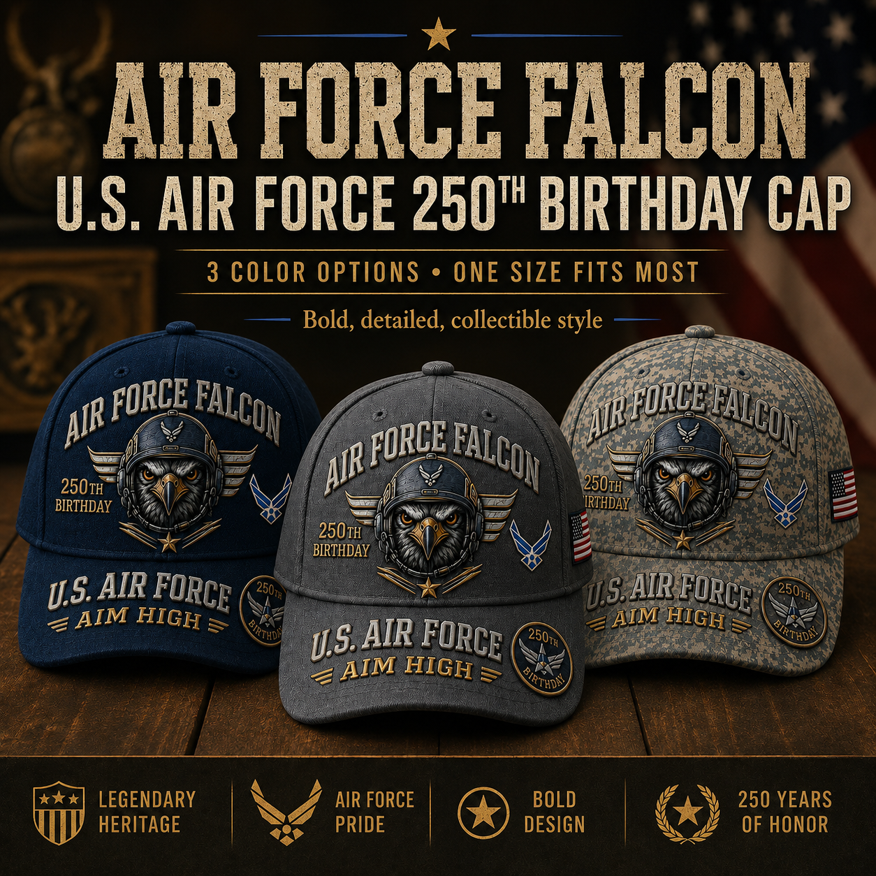 🔥 Father’s Day Sale - ❤️ U.S. Military Mascot 250th Anniversary Embroidered Cap Collection 🇺🇸