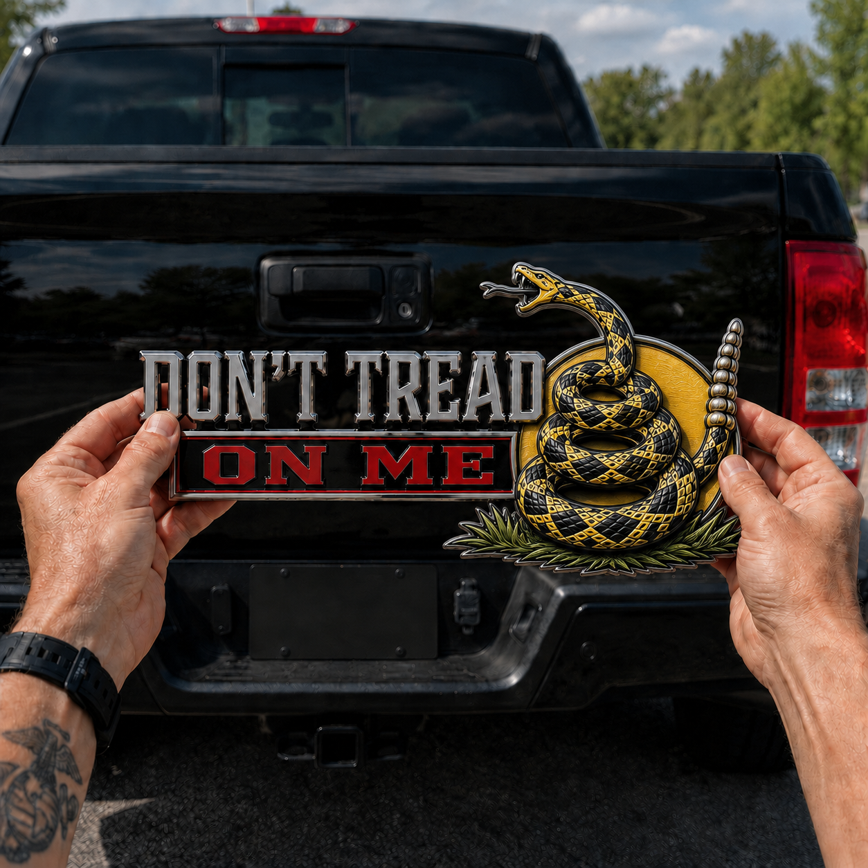 🐍 DON’T TREAD ON ME Gadsden Rattlesnake Car Emblem