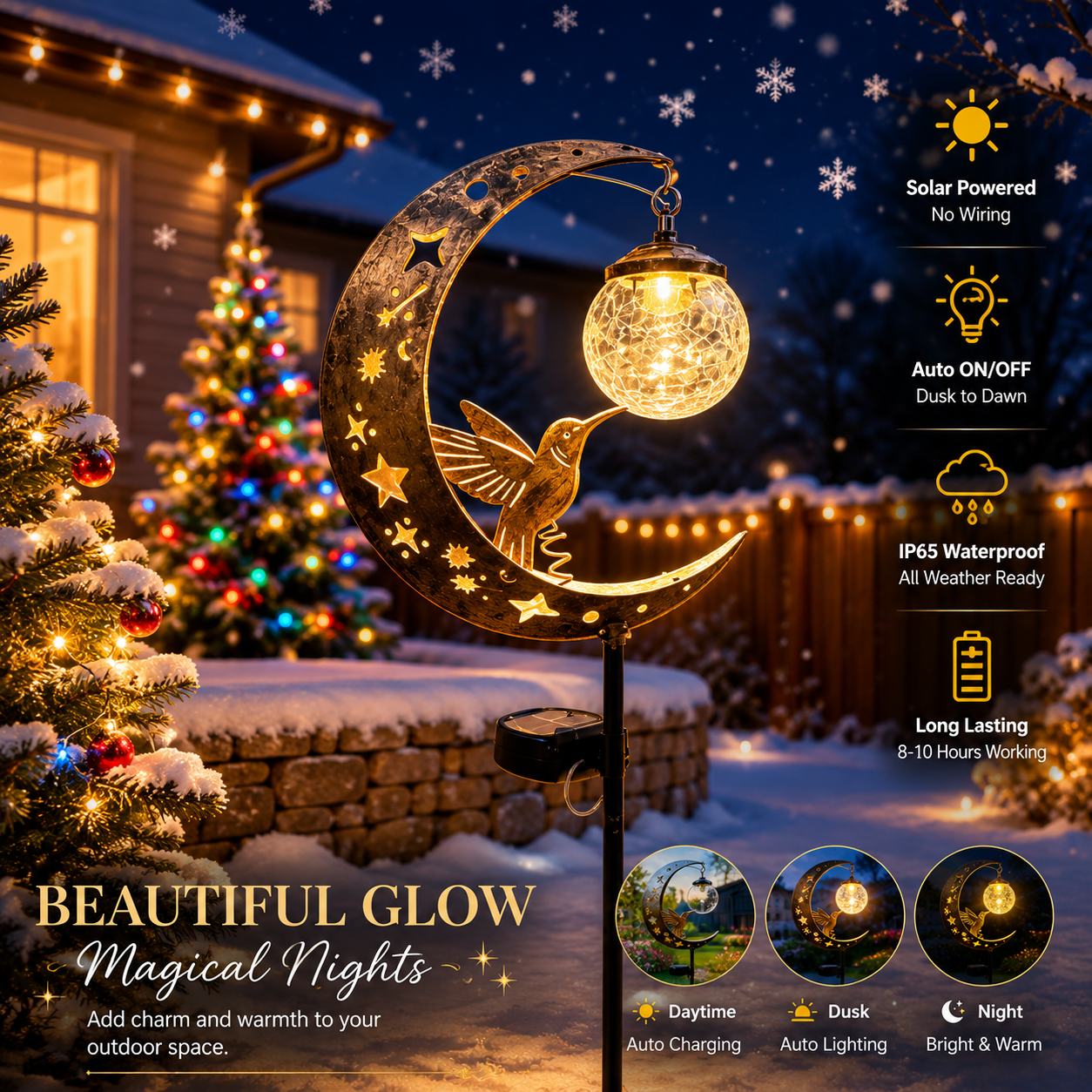 🌙✨Hummingbird Moon Solar Garden Stake Light
