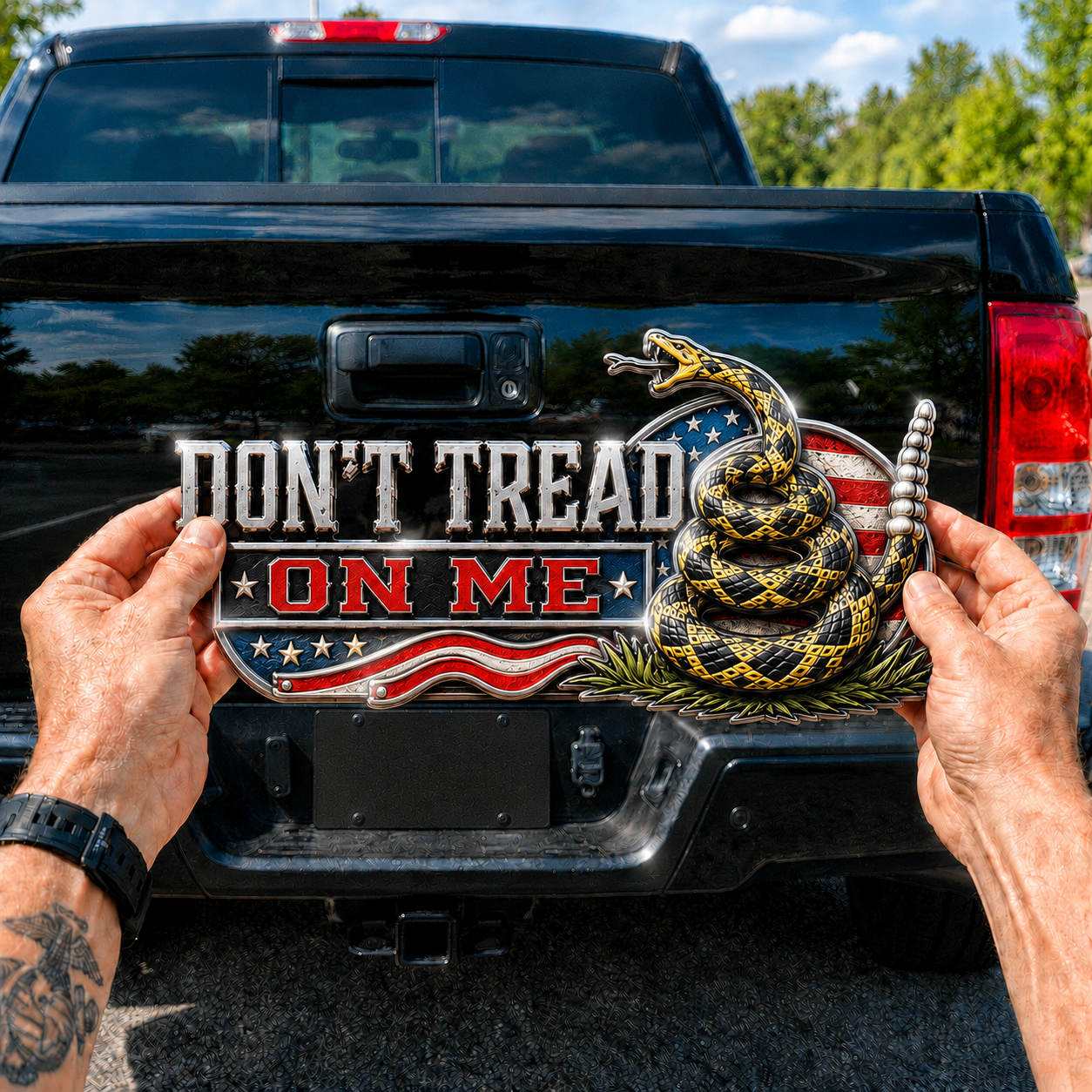 🐍 DON’T TREAD ON ME Gadsden Rattlesnake Car Emblem