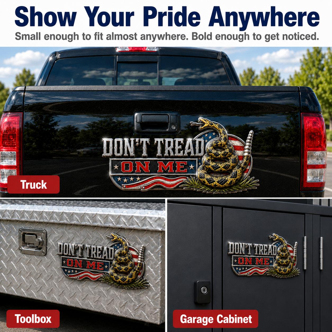 🐍 DON’T TREAD ON ME Gadsden Rattlesnake Car Emblem