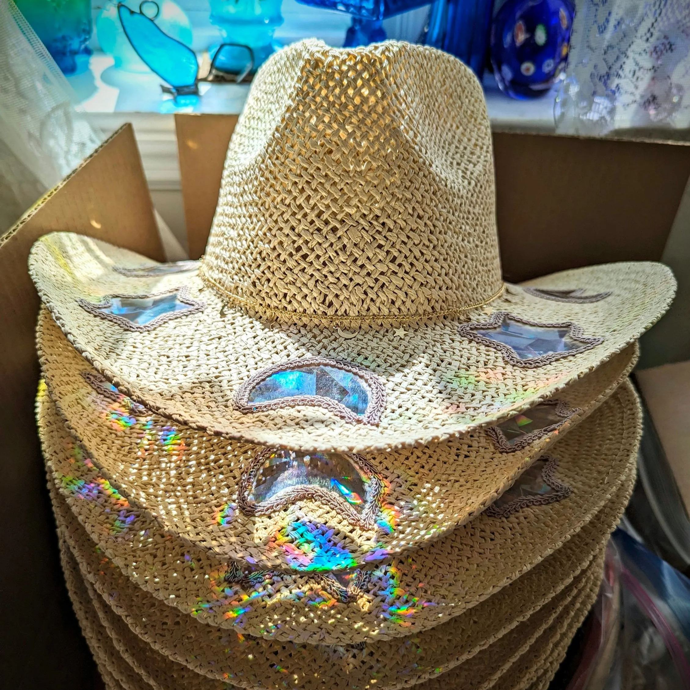 🔥Suncatcher Cowgirl Straw Prism Hat