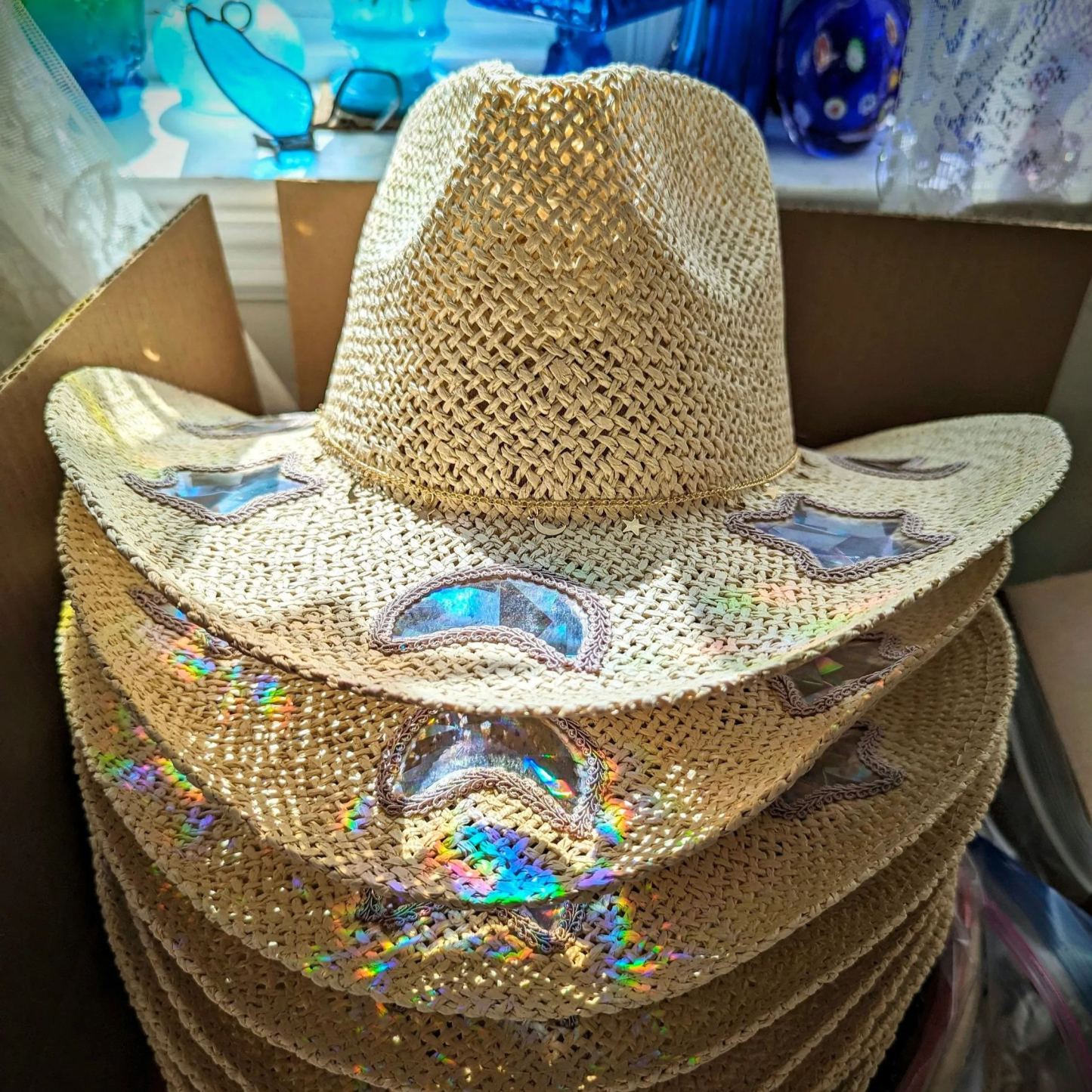 🔥Suncatcher Cowgirl Straw Prism Hat