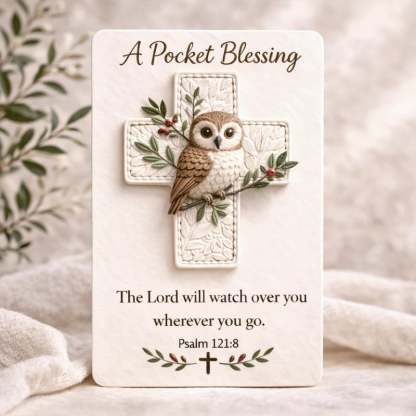 🙏🕊️ Handmade Bird Pocket Cross - Genuine Leather Portable Blessing, Includes Scripture Card 💕