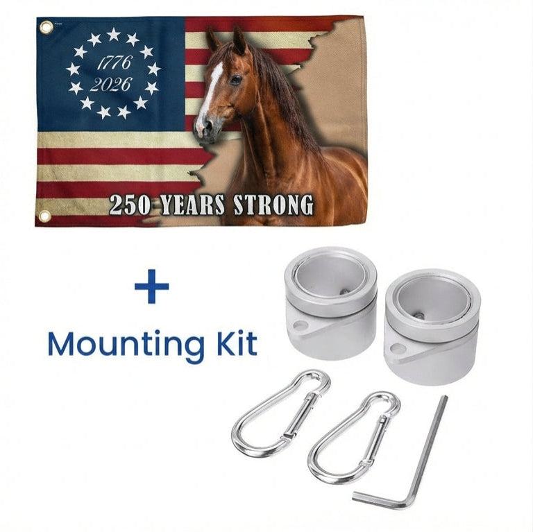 250 Years Strong Horse American Grommet Flag for Farm Patriotic Decor 3-Day Shipping