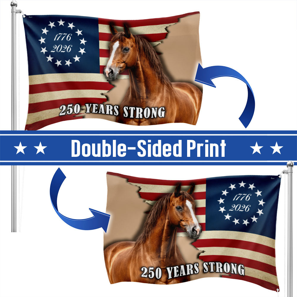 250 Years Strong Horse American Grommet Flag for Farm Patriotic Decor 3-Day Shipping