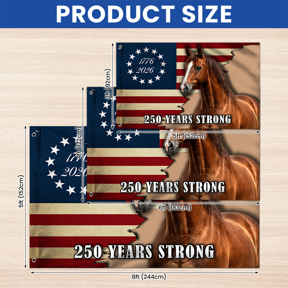250 Years Strong Horse American Grommet Flag for Farm Patriotic Decor 3-Day Shipping