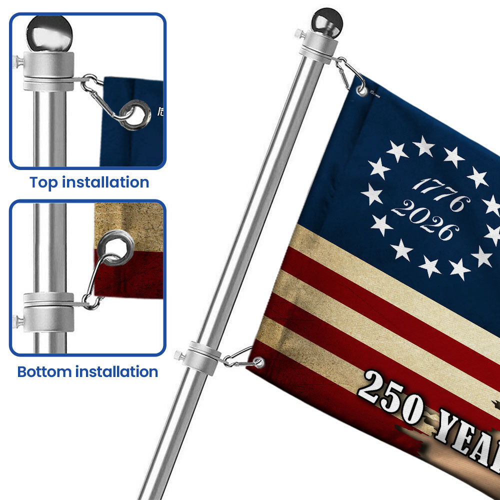 250 Years Strong Horse American Grommet Flag for Farm Patriotic Decor 3-Day Shipping