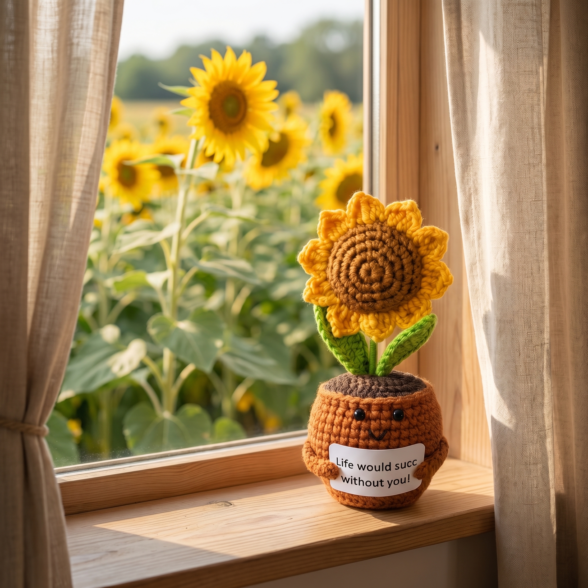 Your New Favorite Desk Buddy: Handmade Crochet Sunflower That Brings Sunshine Forever – No Watering Required!