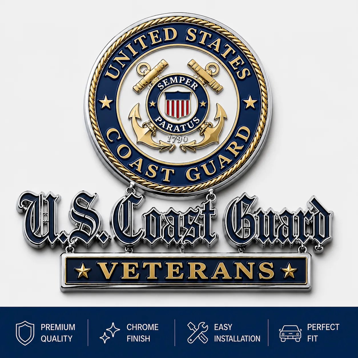 🛡️ U.S. Veterans Premium Auto Emblem – Honor Your Service