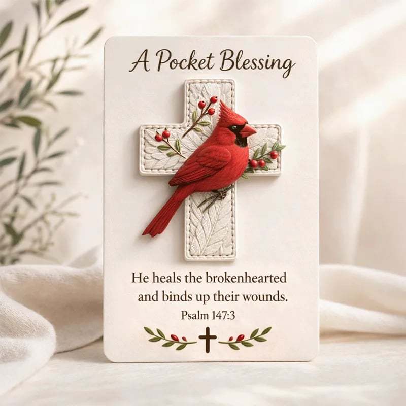 🙏🕊️ Handmade Bird Pocket Cross - Genuine Leather Portable Blessing, Includes Scripture Card 💕