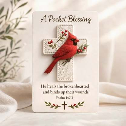 🙏🕊️ Handmade Bird Pocket Cross - Genuine Leather Portable Blessing, Includes Scripture Card 💕