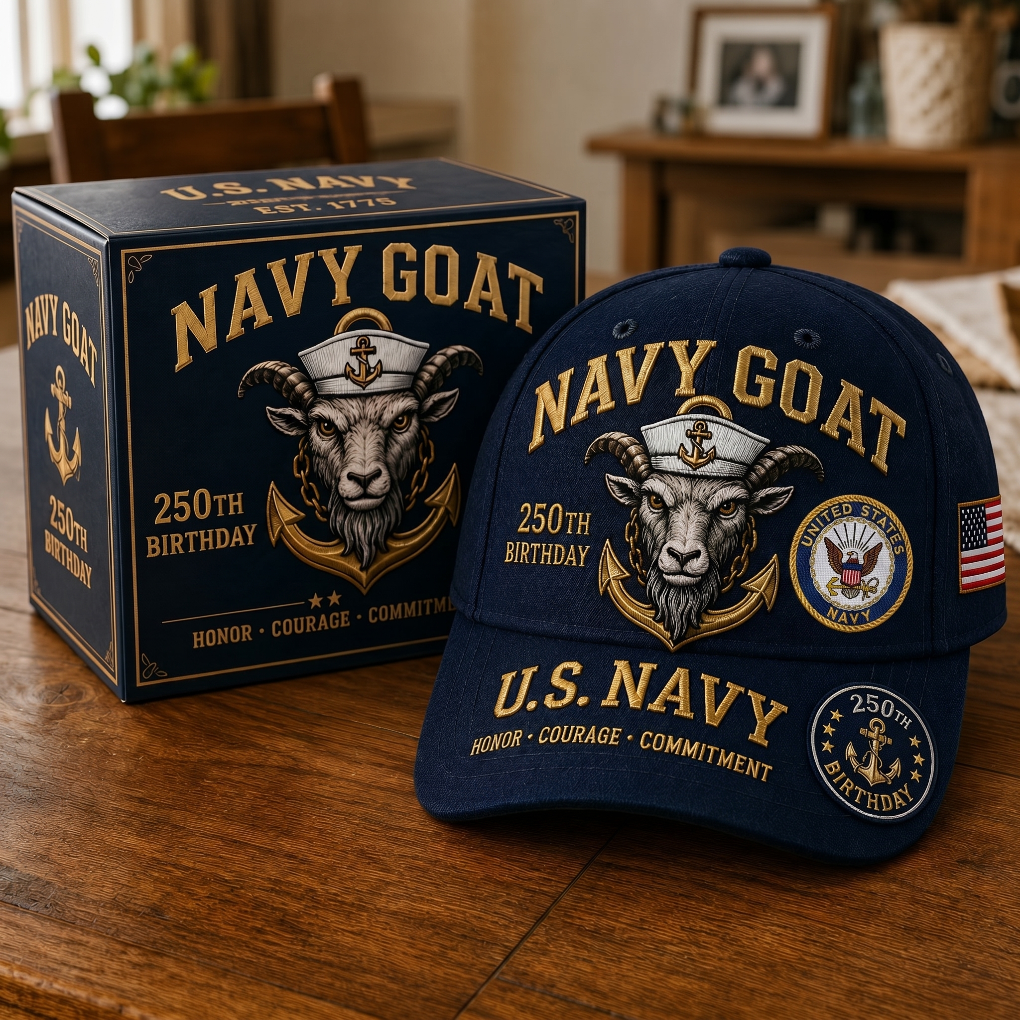 🔥 Father’s Day Sale - ❤️ Handmade Embroidered Devil Dog USMC 250th Birthday Commemorative Cap 🇺🇸