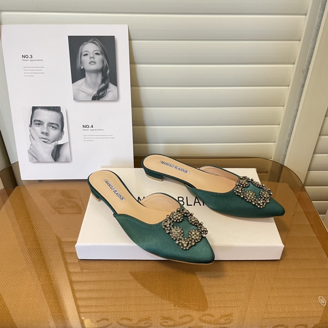 Manolo Blahnik pointed toe flat slippers-Luxeon