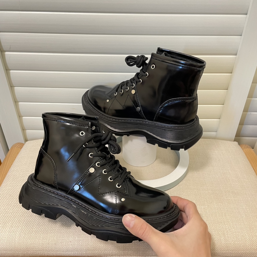 Alexander McQueen British style women rider short boots-Luxeon