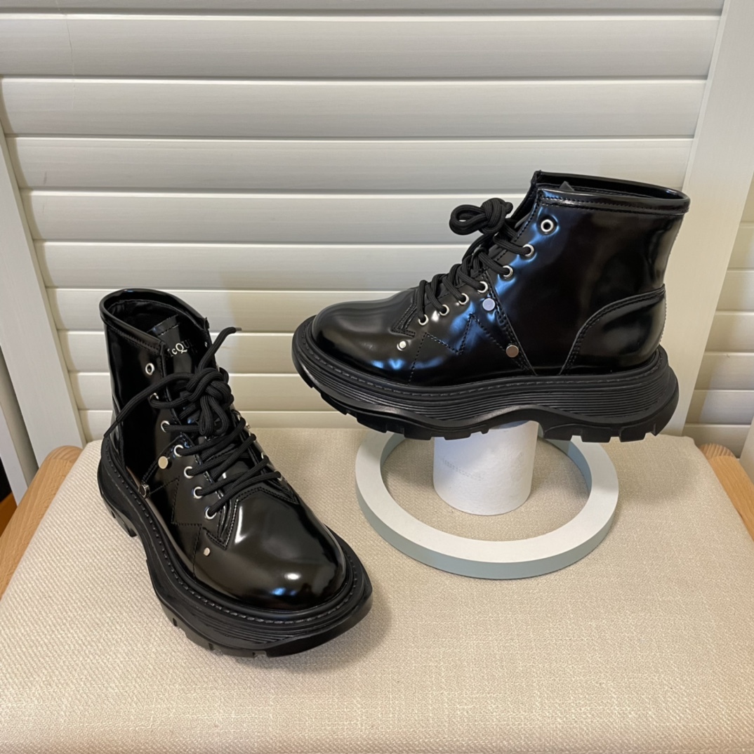 Alexander McQueen British style women rider short boots-Luxeon