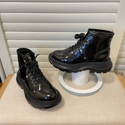 Alexander McQueen British style women rider short boots-Luxeon